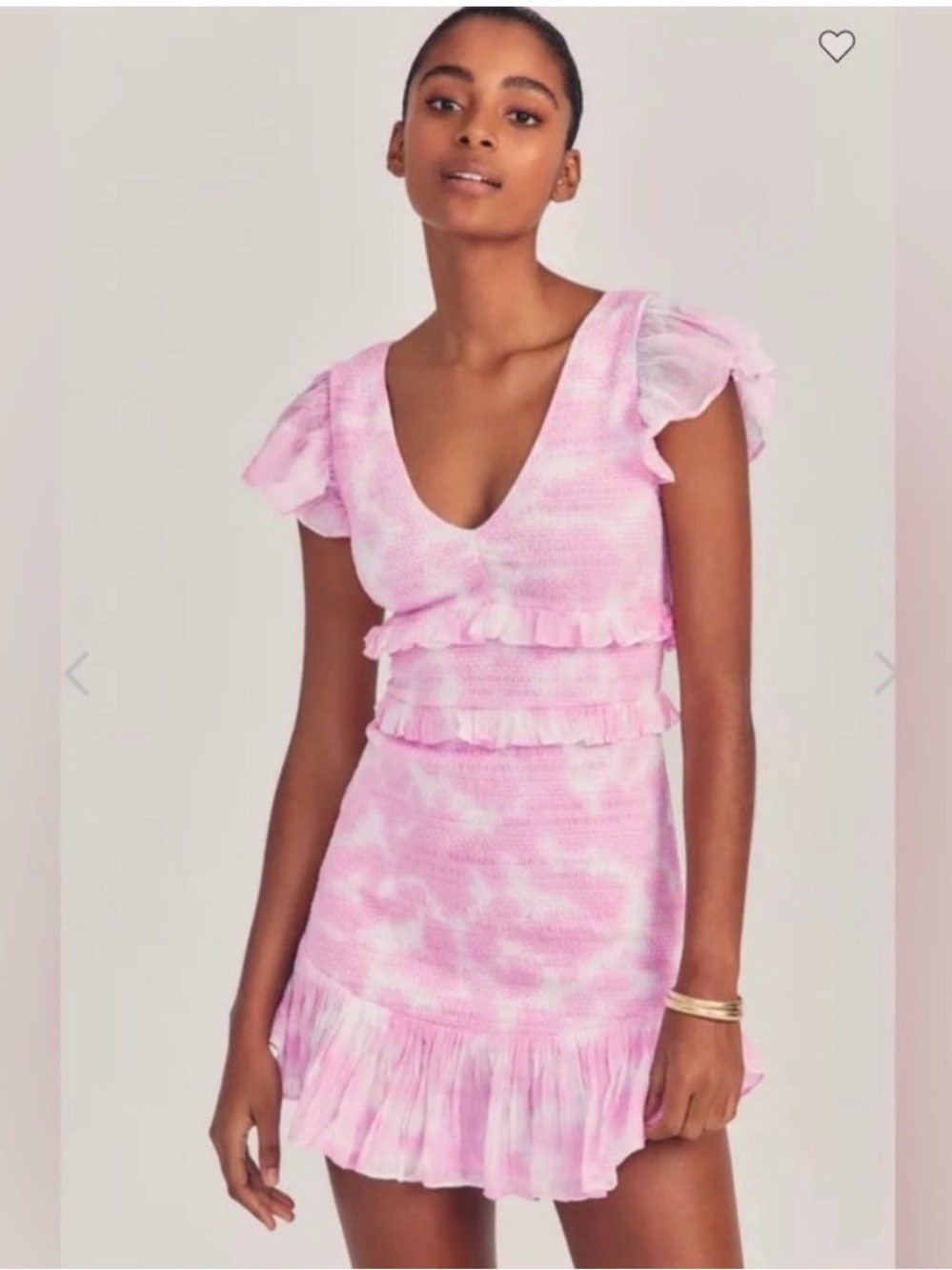 Loveshackfancy pink tie dye ruffle mini dress